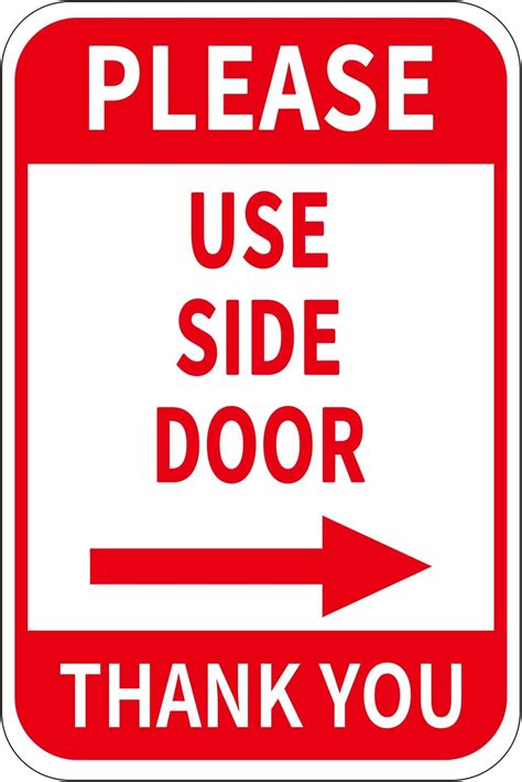 side door sign in.